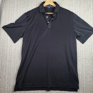 Stitch Polo Shirt Mens Medium Large Black Performance Golf Peru Moisture Wicking
